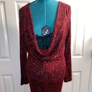 Asoph Black Red Glitter Dress